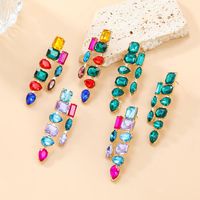 1 Pair Exaggerated Baroque Style Shiny Water Droplets Rectangle Inlay Copper Alloy Rhinestones Drop Earrings main image 1