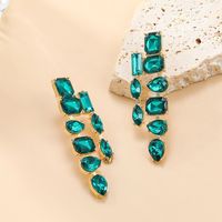 1 Pair Exaggerated Baroque Style Shiny Water Droplets Rectangle Inlay Copper Alloy Rhinestones Drop Earrings main image 3