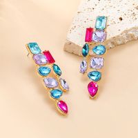 1 Pair Exaggerated Baroque Style Shiny Water Droplets Rectangle Inlay Copper Alloy Rhinestones Drop Earrings main image 4