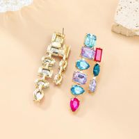 1 Pair Exaggerated Baroque Style Shiny Water Droplets Rectangle Inlay Copper Alloy Rhinestones Drop Earrings main image 6