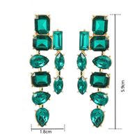 1 Paire Exagéré Style Baroque Brillant Les Gouttelettes D'Eau Rectangle Incruster Alliage De Cuivre Strass Boucles D'oreilles main image 2