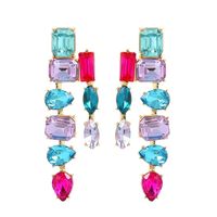 1 Pair Exaggerated Baroque Style Shiny Water Droplets Rectangle Inlay Copper Alloy Rhinestones Drop Earrings sku image 1