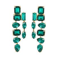 1 Pair Exaggerated Baroque Style Shiny Water Droplets Rectangle Inlay Copper Alloy Rhinestones Drop Earrings sku image 2