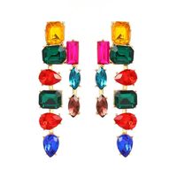 1 Pair Exaggerated Baroque Style Shiny Water Droplets Rectangle Inlay Copper Alloy Rhinestones Drop Earrings sku image 3