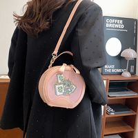 Women's Pu Leather Cartoon Cute Sewing Thread Round Zipper Crossbody Bag main image 5