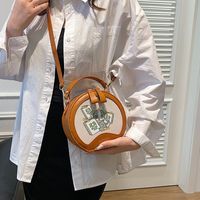 Women's Pu Leather Cartoon Cute Sewing Thread Round Zipper Crossbody Bag main image 2