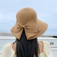 Women's Vacation Simple Style Solid Color Bow Knot Big Eaves Sun Hat sku image 1