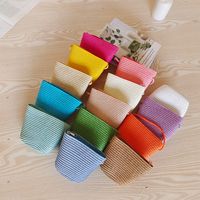 Women's Small Spring Straw Solid Color Vacation Beach Weave Lock Clasp Crossbody Bag Straw Bag main image 6