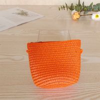 Women's Small Spring Straw Solid Color Vacation Beach Weave Lock Clasp Crossbody Bag Straw Bag sku image 3