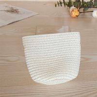 Women's Small Spring Straw Solid Color Vacation Beach Weave Lock Clasp Crossbody Bag Straw Bag sku image 8