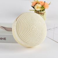 Women's Small Spring Straw Solid Color Vacation Beach Weave Lock Clasp Crossbody Bag Straw Bag sku image 29