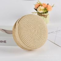 Women's Small Spring Straw Solid Color Vacation Beach Weave Lock Clasp Crossbody Bag Straw Bag sku image 30