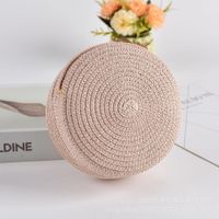 Women's Small Spring Straw Solid Color Vacation Beach Weave Lock Clasp Crossbody Bag Straw Bag sku image 32