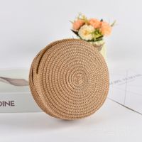 Women's Small Spring Straw Solid Color Vacation Beach Weave Lock Clasp Crossbody Bag Straw Bag sku image 31