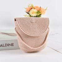 Women's Small Spring Straw Solid Color Vacation Beach Weave Lock Clasp Crossbody Bag Straw Bag sku image 23