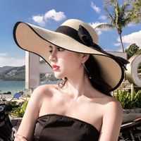 امرأة عطلة حلو اللون الصامد طنف كبيرة قبعة الشمس main image 1