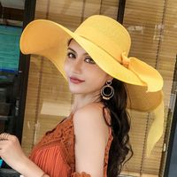 Women's Vacation Sweet Solid Color Big Eaves Sun Hat main image 4