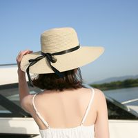 Femmes Vacances Sucré Couleur Unie Grand Avant-Toit Chapeau De Soleil sku image 2