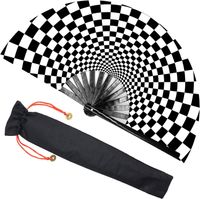Large Size 33cm Bamboo Bone Fan With Black Flannel Bag main image 6