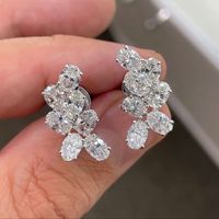 1 Paire Élégant Feuille Fleur Incruster Le Cuivre Zircon Boucles D'Oreilles main image 1