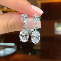 1 Pair Modern Style Simple Style Water Droplets Inlay Copper Zircon Drop Earrings main image 4