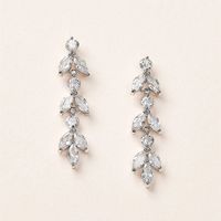 1 Paire Élégant Brillant Feuilles Incruster Le Cuivre Zircon Boucles D'oreilles sku image 1