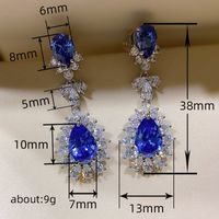1 Pair Simple Style Classic Style Water Droplets Flower Inlay Copper Zircon Drop Earrings main image 2