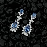 1 Pair Simple Style Classic Style Water Droplets Flower Inlay Copper Zircon Drop Earrings main image 5