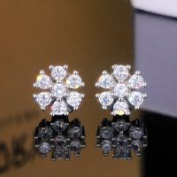 1 Pair Simple Style Flower Inlay Copper Zircon Ear Studs main image 6