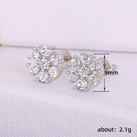 1 Pair Simple Style Flower Inlay Copper Zircon Ear Studs main image 2