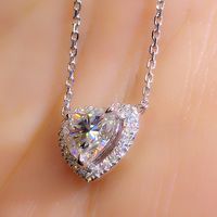 Copper Elegant Lady Simple Style Inlay Heart Shape Zircon Pendant Necklace main image 5