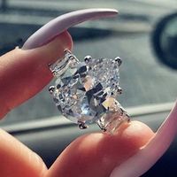 Wholesale IG Style Shiny Water Droplets Copper Inlay Zircon Rings sku image 1