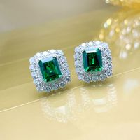 1 Pair Simple Style Shiny Rectangle Inlay Copper Zircon Ear Studs main image 1