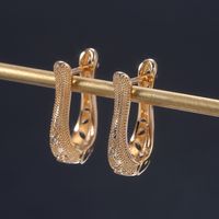 1 Pair Simple Style U Shape Inlay Copper Zircon Earrings main image 4