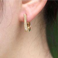 1 Pair Simple Style U Shape Inlay Copper Zircon Earrings main image 5