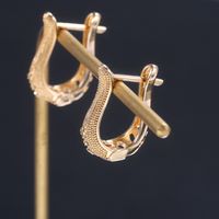 1 Pair Simple Style U Shape Inlay Copper Zircon Earrings main image 3