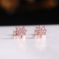 1 Pair Simple Style Shiny Maple Leaf Inlay Copper Zircon Ear Studs main image 5