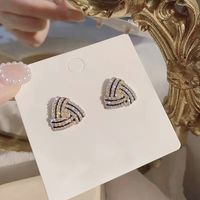 1 Pair Simple Style Shiny Triangle Hollow Out Inlay Copper Zircon Ear Studs main image 3