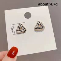 1 Pair Simple Style Shiny Triangle Hollow Out Inlay Copper Zircon Ear Studs main image 2