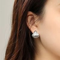1 Pair Casual Simple Style Shell Plating Copper Ear Studs main image 5