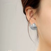 1 Pair Casual Simple Style Shell Plating Copper Ear Studs sku image 1