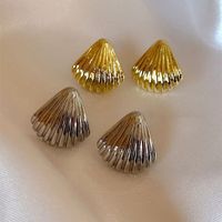 1 Pair Casual Simple Style Shell Plating Copper Ear Studs main image 4