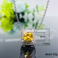 Copper Simple Style Shiny Inlay Square Zircon Necklace main image 2