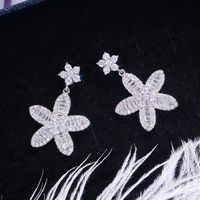 1 Pair Sweet Flower Inlay Copper Zircon Drop Earrings main image 5