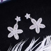 1 Paire Sucré Fleur Incruster Le Cuivre Zircon Boucles D'oreilles main image 5