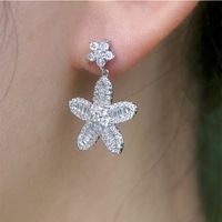 1 Pair Sweet Flower Inlay Copper Zircon Drop Earrings main image 4