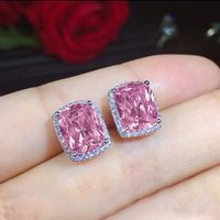 1 Pair Simple Style Rectangle Inlay Copper Zircon Ear Studs main image 1
