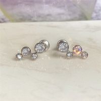 1 Pair Elegant Shiny Round Inlay Copper Zircon Ear Studs main image 3