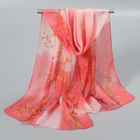 Women's Sweet Flower Chiffon Printing Silk Scarf sku image 14