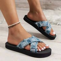 Women's Roman Style Plaid Round Toe Slides Slippers main image 3